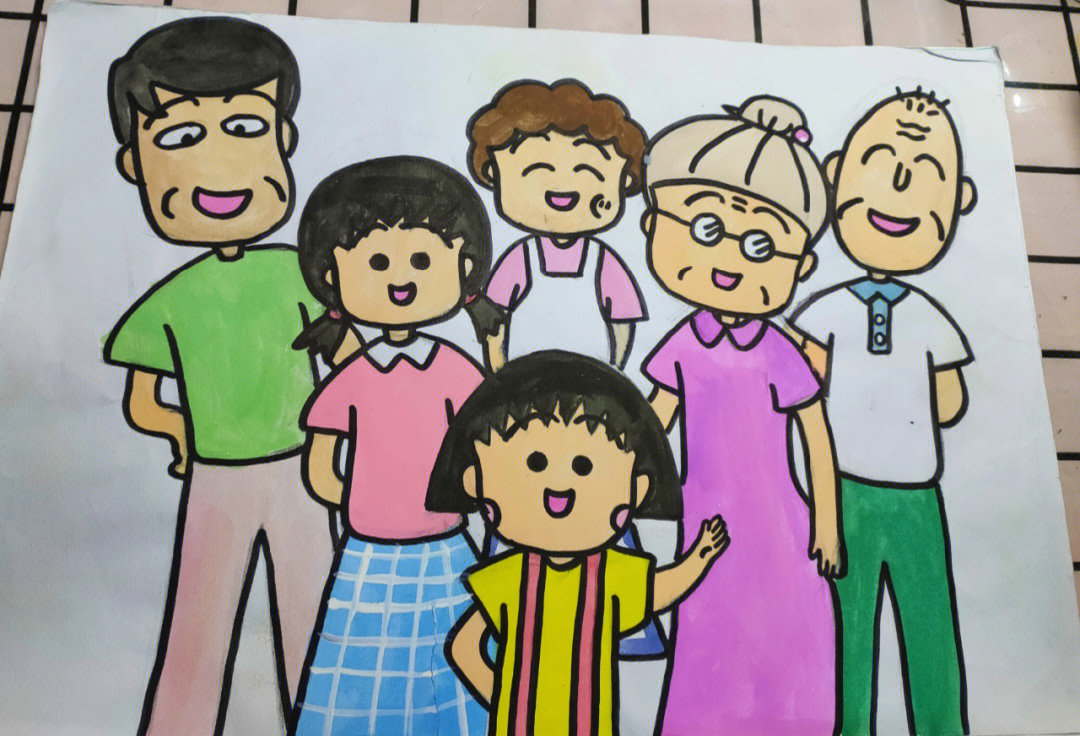 5个人的儿童画全家福图片