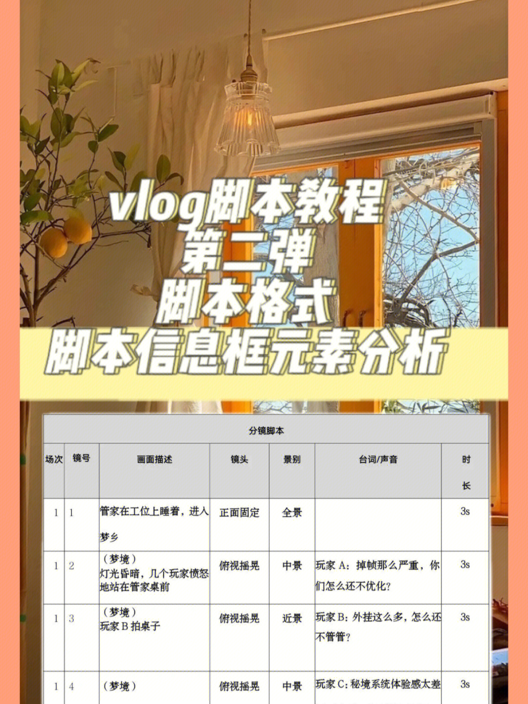 vlog脚本1|脚本格式|景别|角度|视点|景深