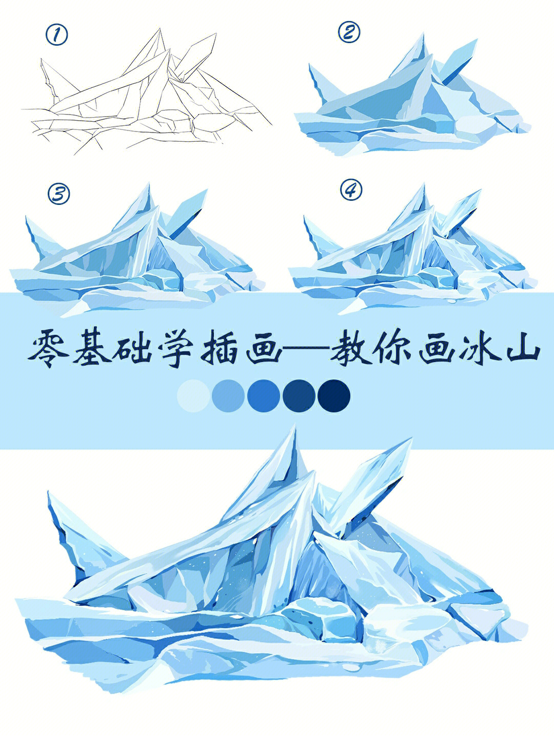 冰山画法简笔画图片
