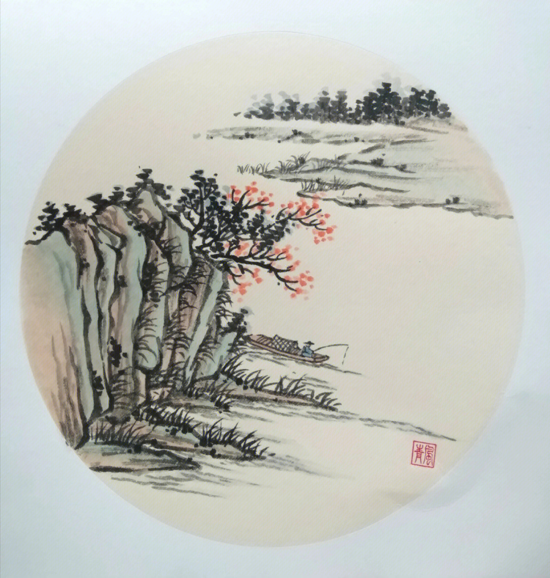 国画作品山水简易图片