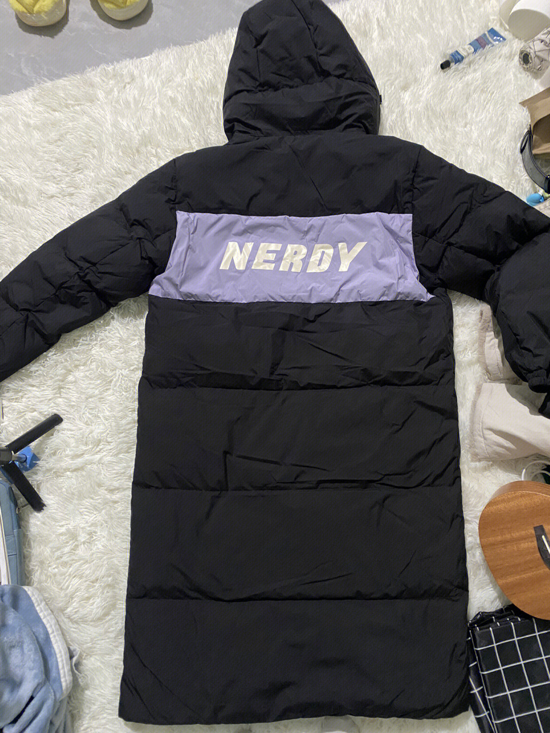 收到nerdy长款羽绒服啦原相机细节图来啦