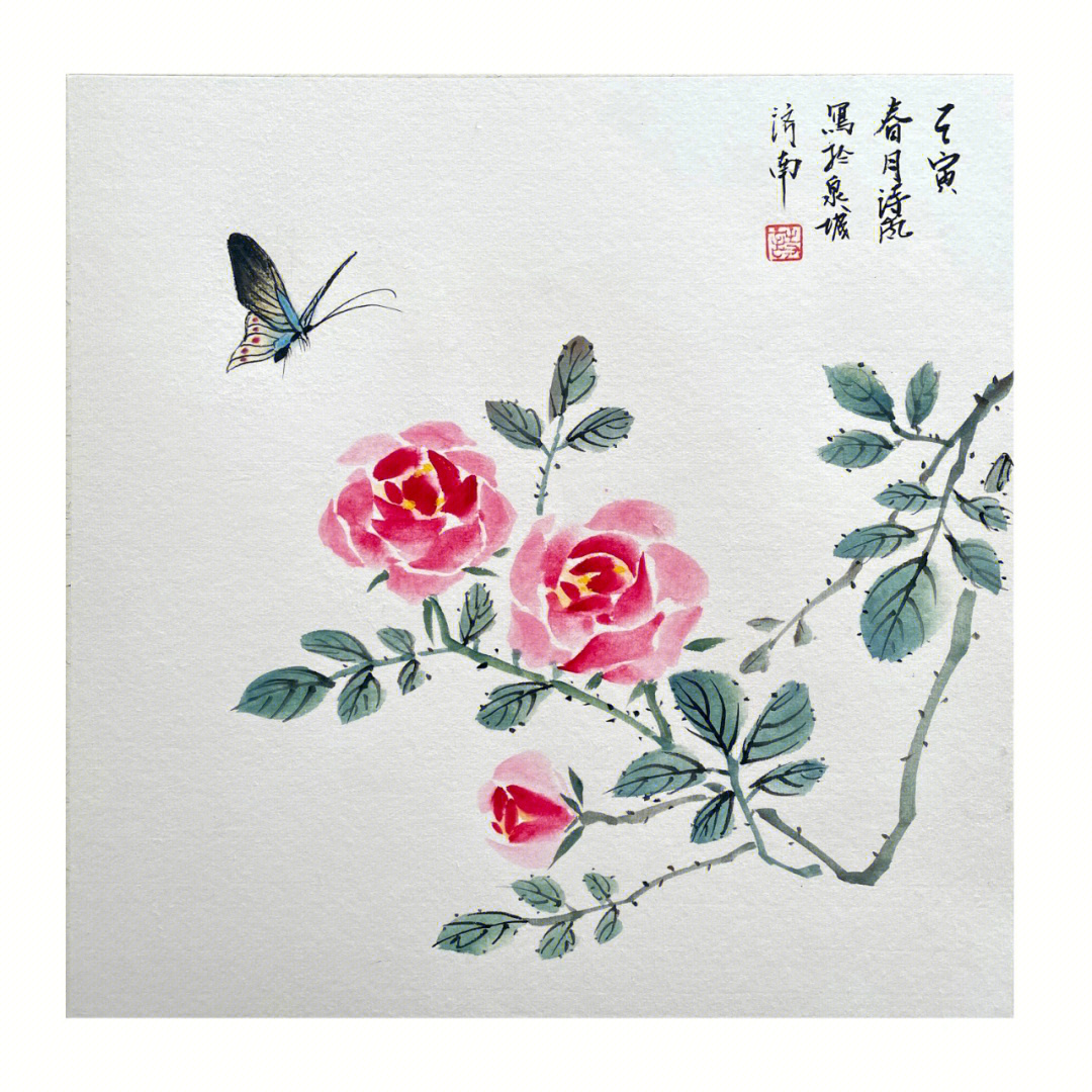 国画写意玫瑰花大师图片