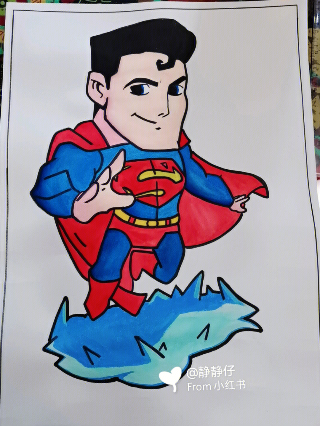 超人画画儿童画画法图片