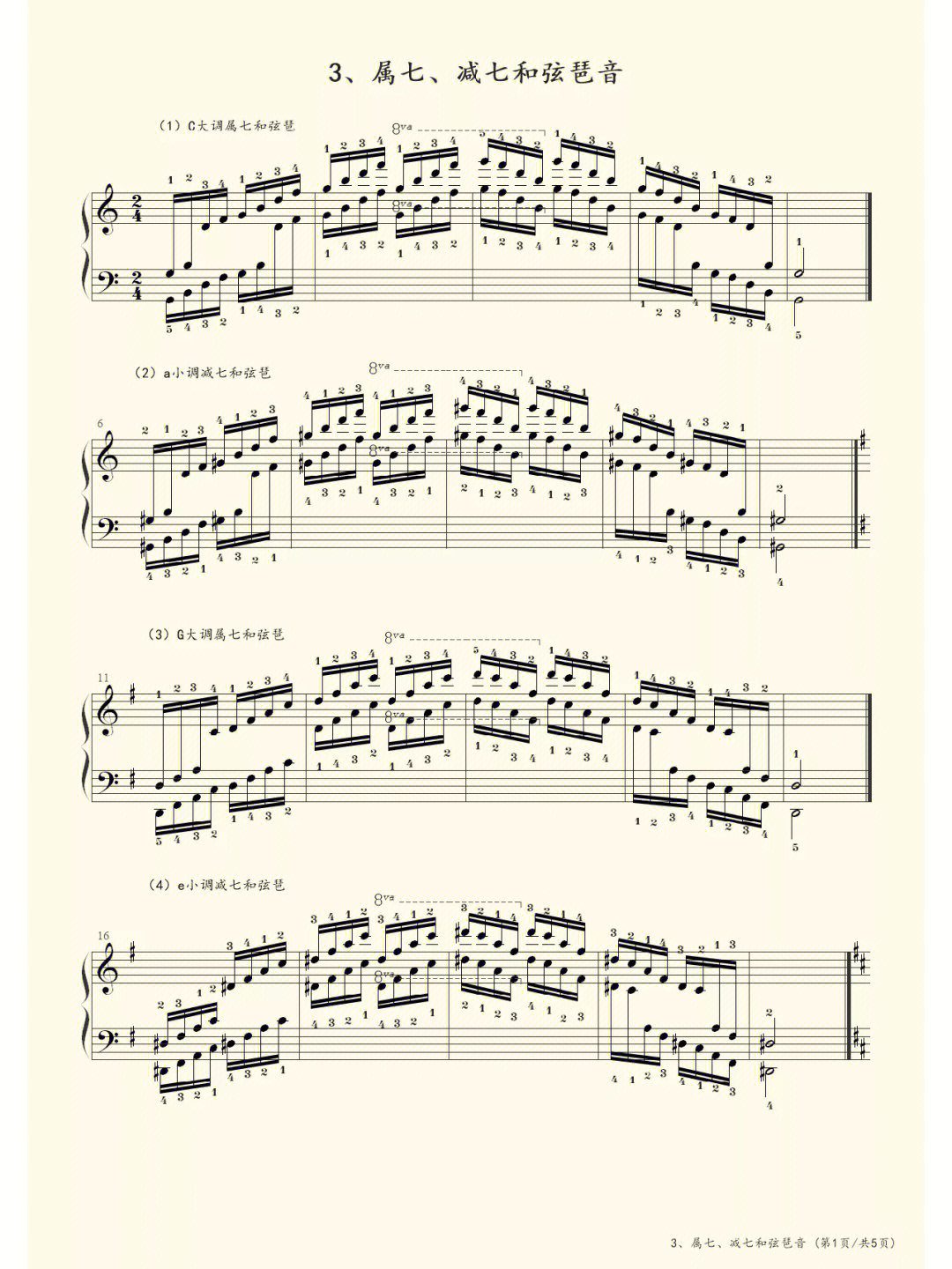 钢琴属七和弦指法图图片