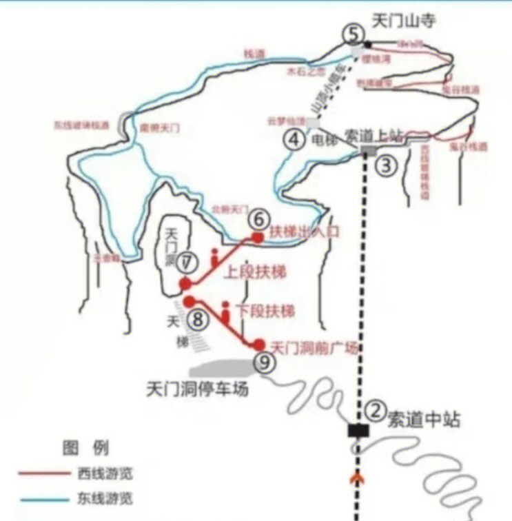 张家界天门山路线图图片