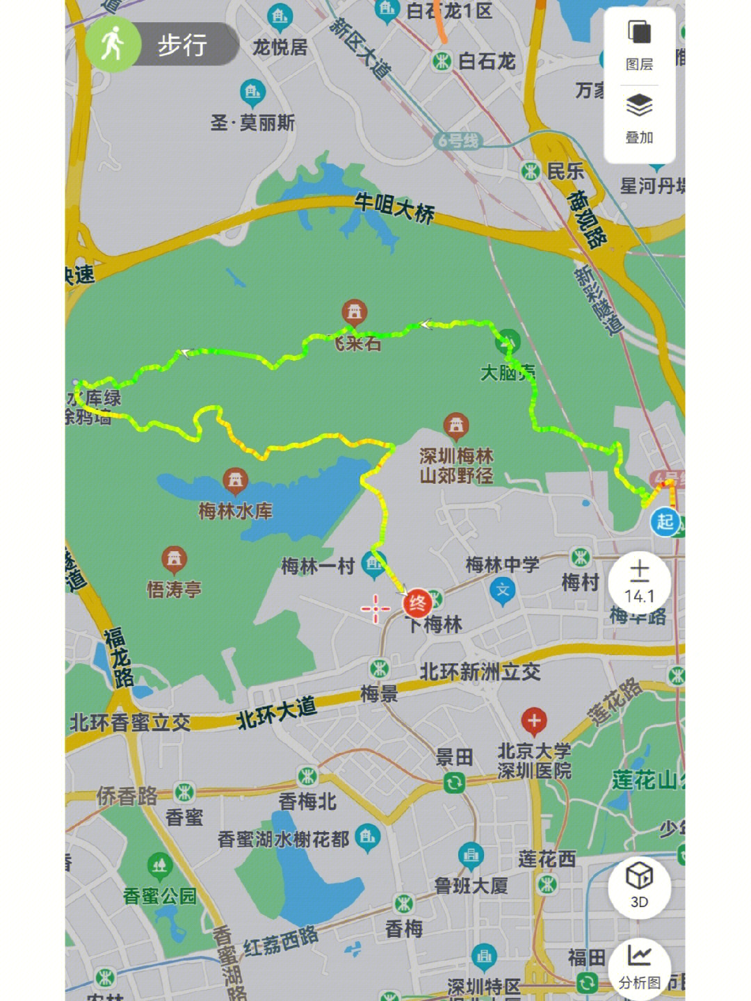 梅林后山徒步路线地图图片