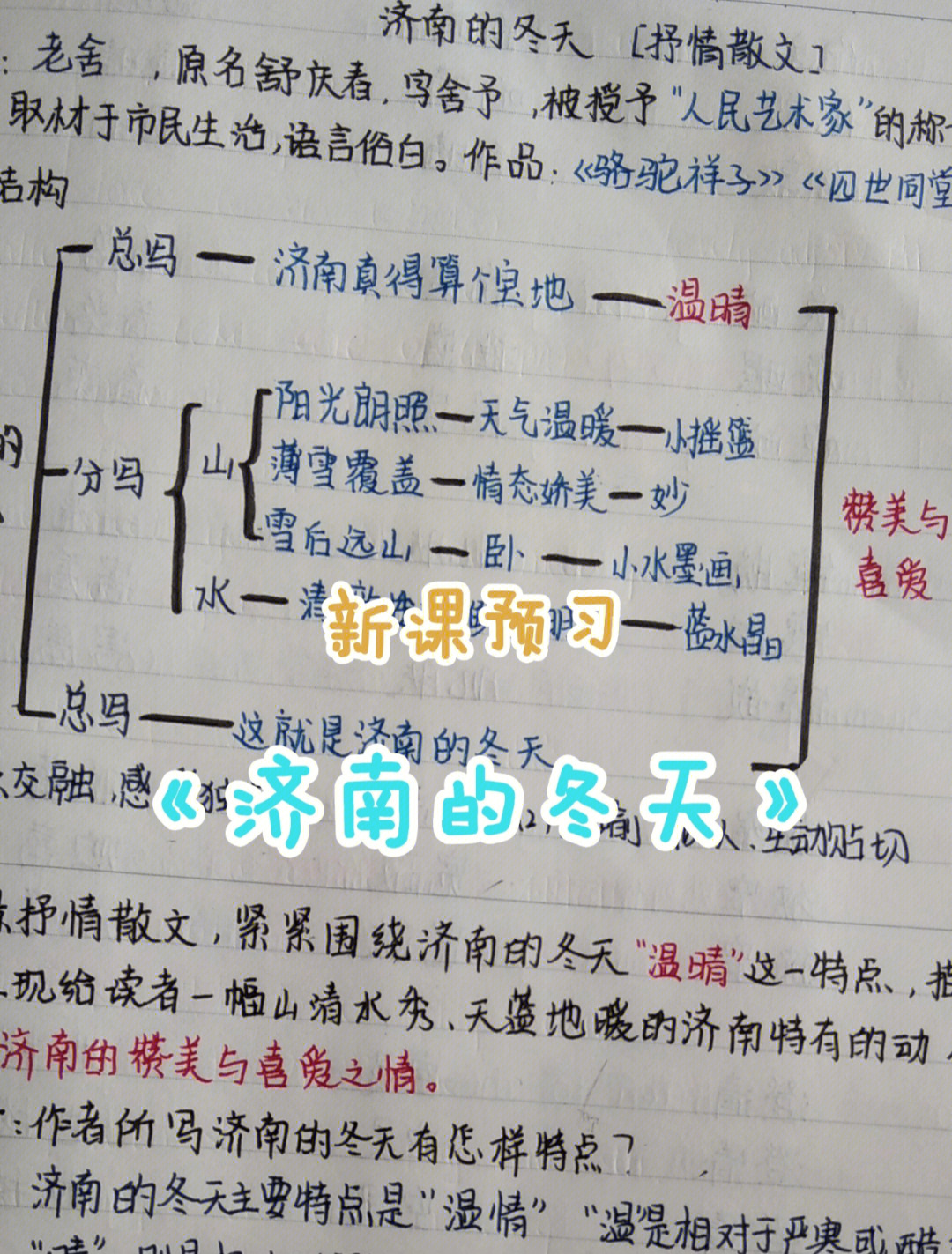 济南的冬天笔记 学霸图片