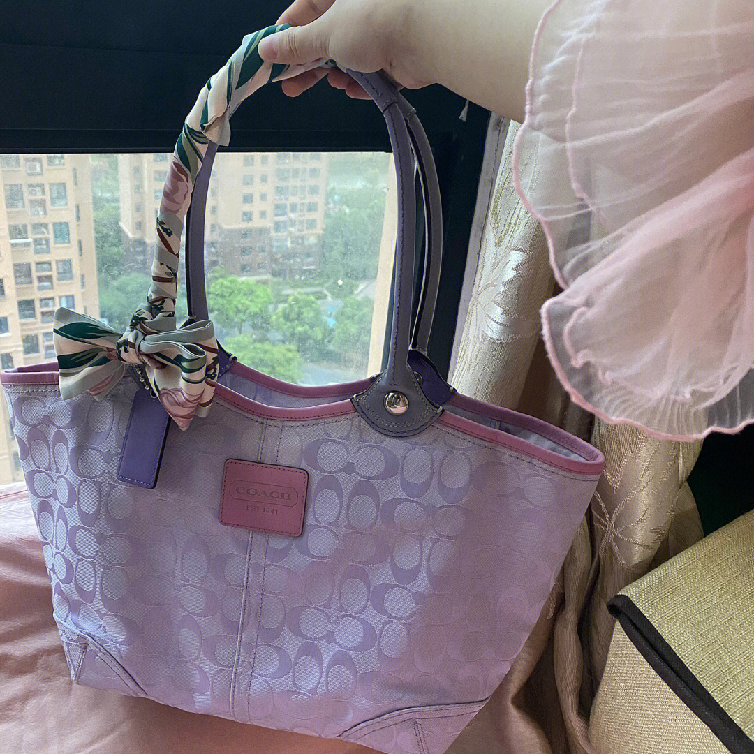 coach蔻驰紫色偏光中古托特包