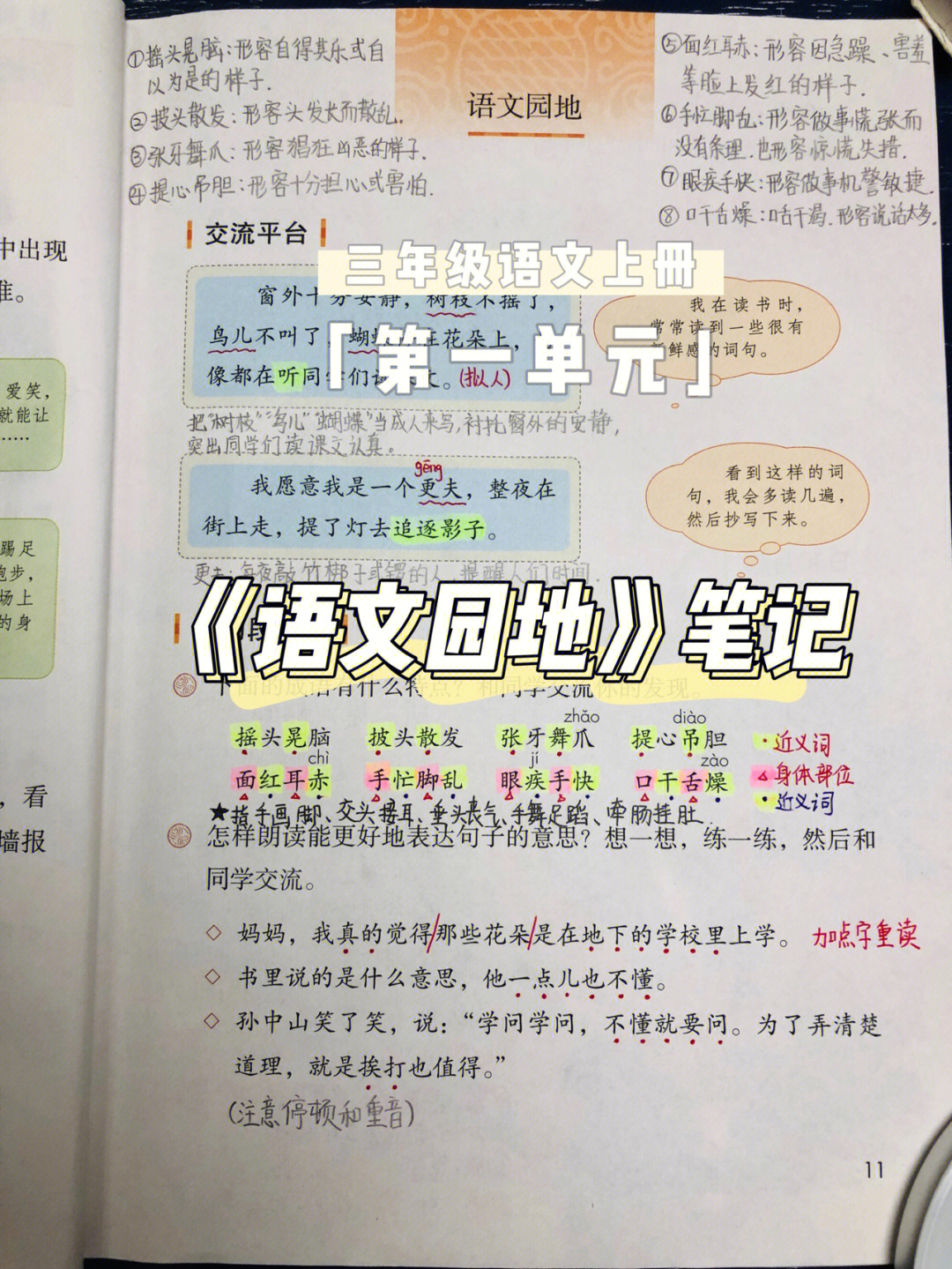 三年级上册语文笔记第一单元语文园地笔记