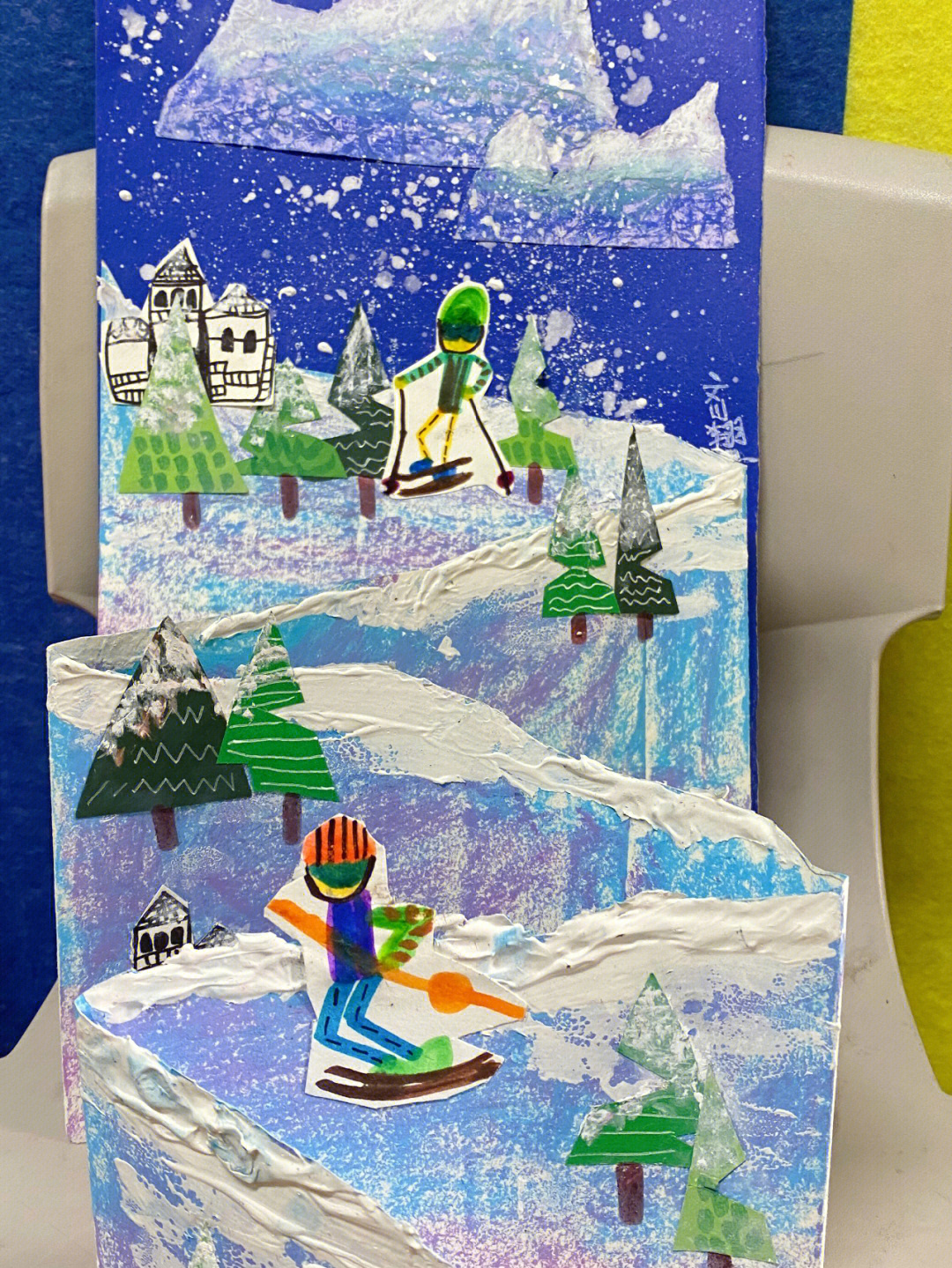 冬奥滑雪绘画图片