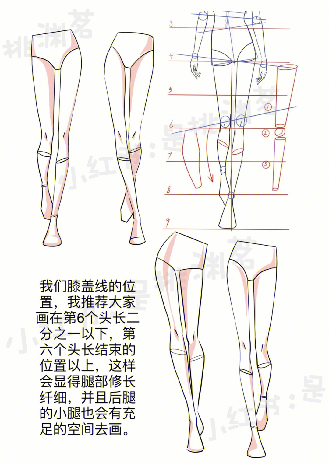 女生腿部画法图片