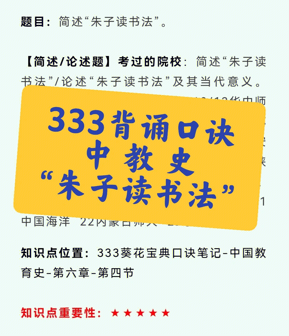 333背诵口诀中教史丨朱子读书法