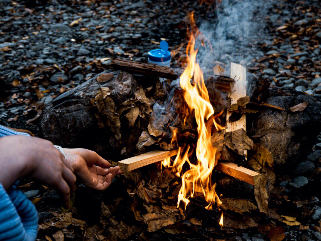 砍柴生火,一个能看红叶银杏还有溪流的宝藏bbq场地~我们烤的烧烤香味