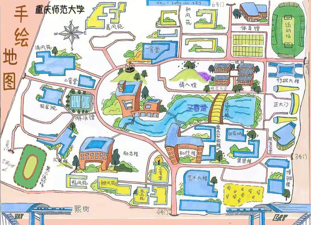 湖北师范大学手绘地图图片