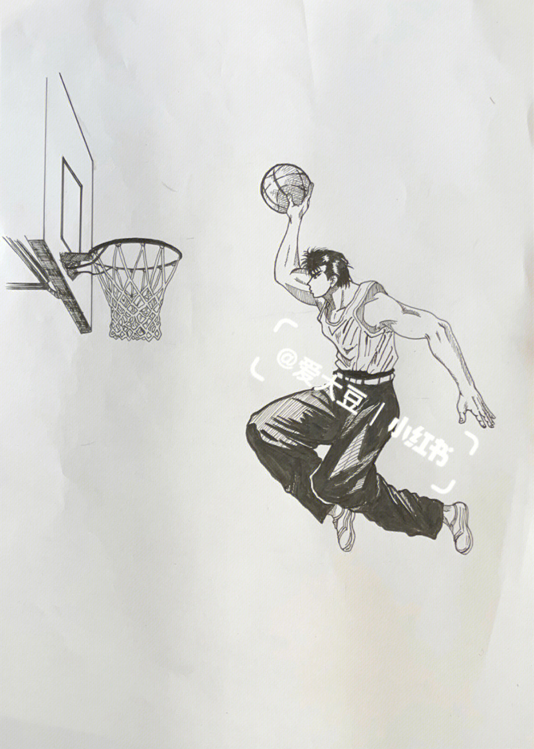 篮球扣篮图片素描画图片