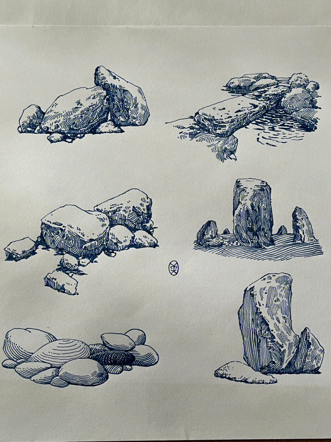 素描石头的画法图片