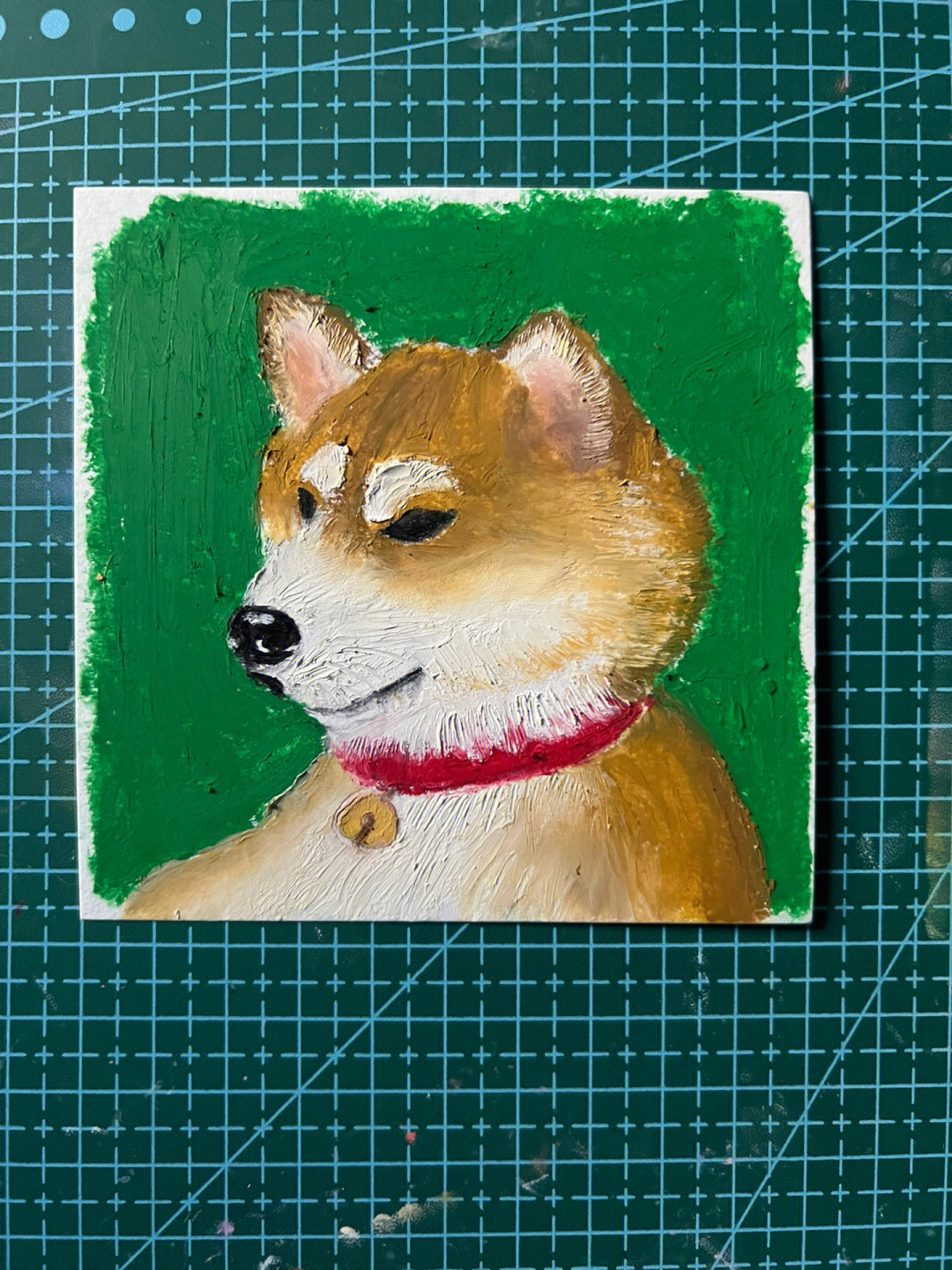 柴犬油画棒画成品啦