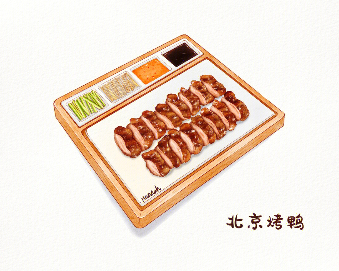 北京烤鸭简笔画 彩铅图片