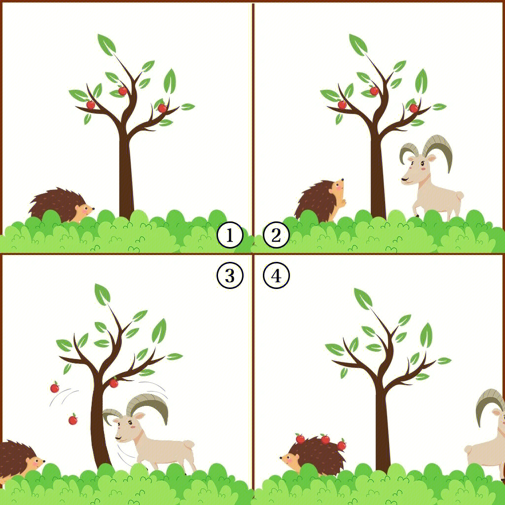 小猴子小刺猬摘苹果图片