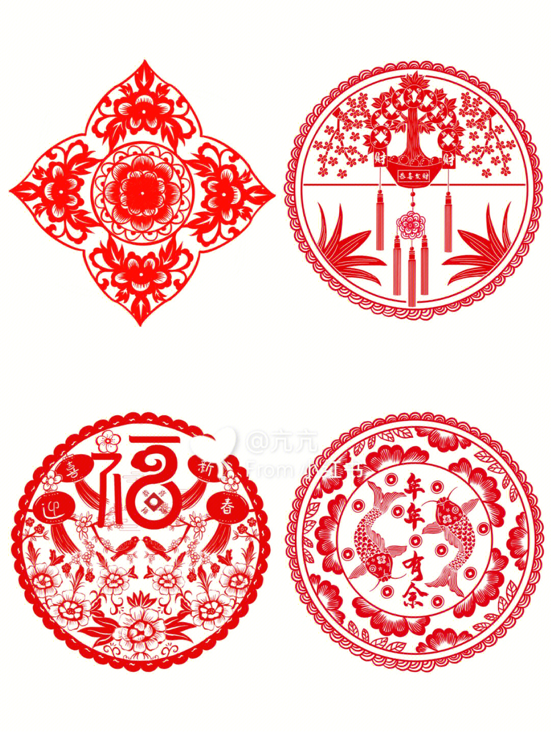 中国风剪纸艺术中国红装饰图案