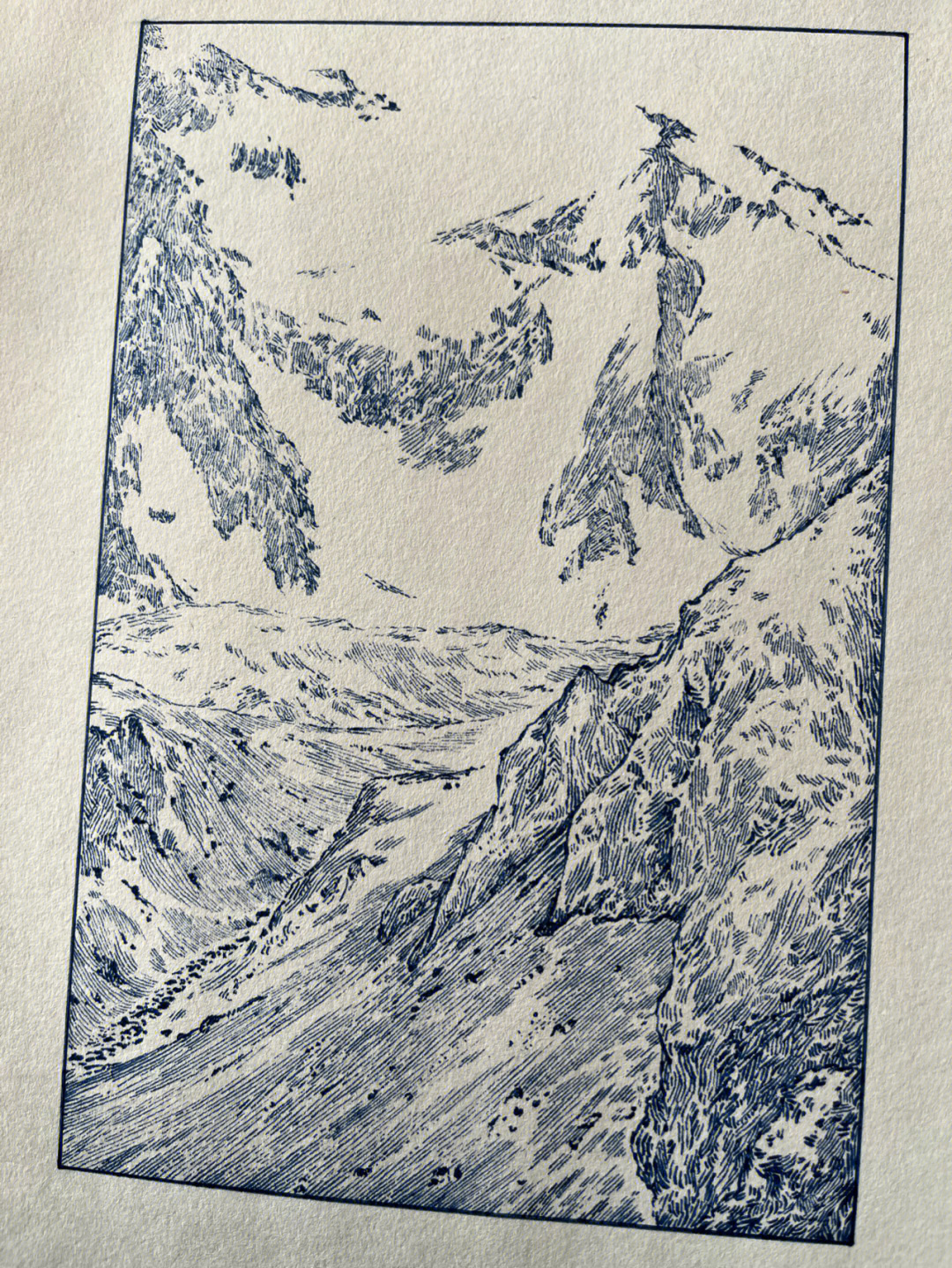 雪山画 简单图片