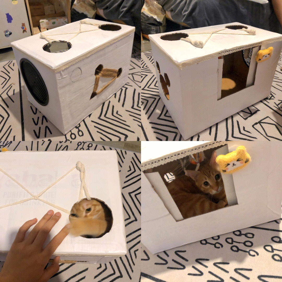 手工自制猫咪纸箱玩具08