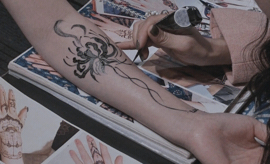 海娜手绘纹身植物颜料藏青色客片