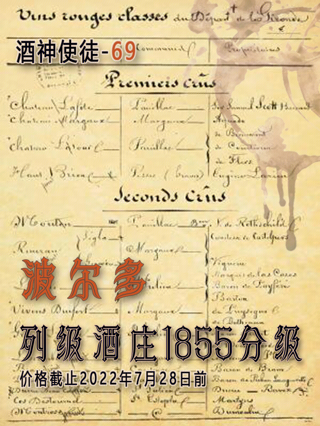 波尔多列级酒庄1855分级