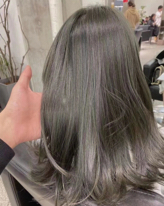青木灰颜色头发效果图图片