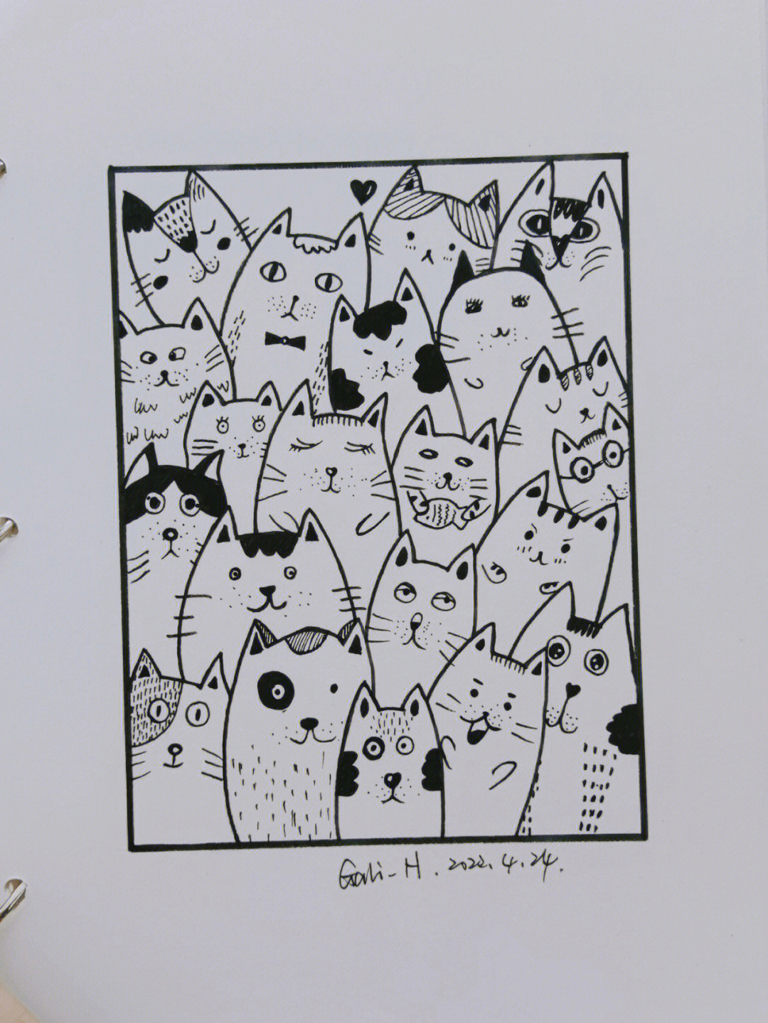 叠叠猫简笔画图片