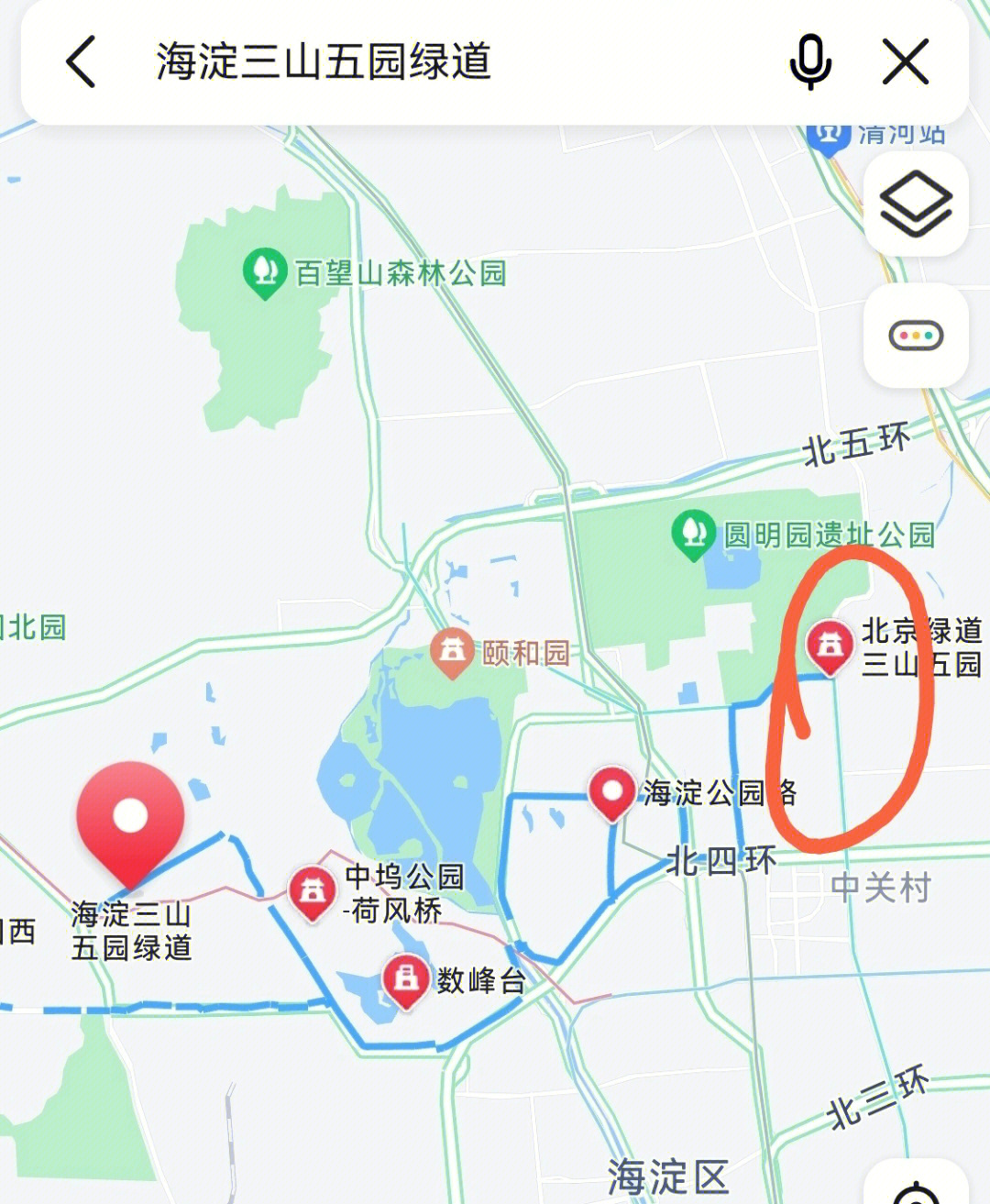 海淀三山五园绿道地图图片