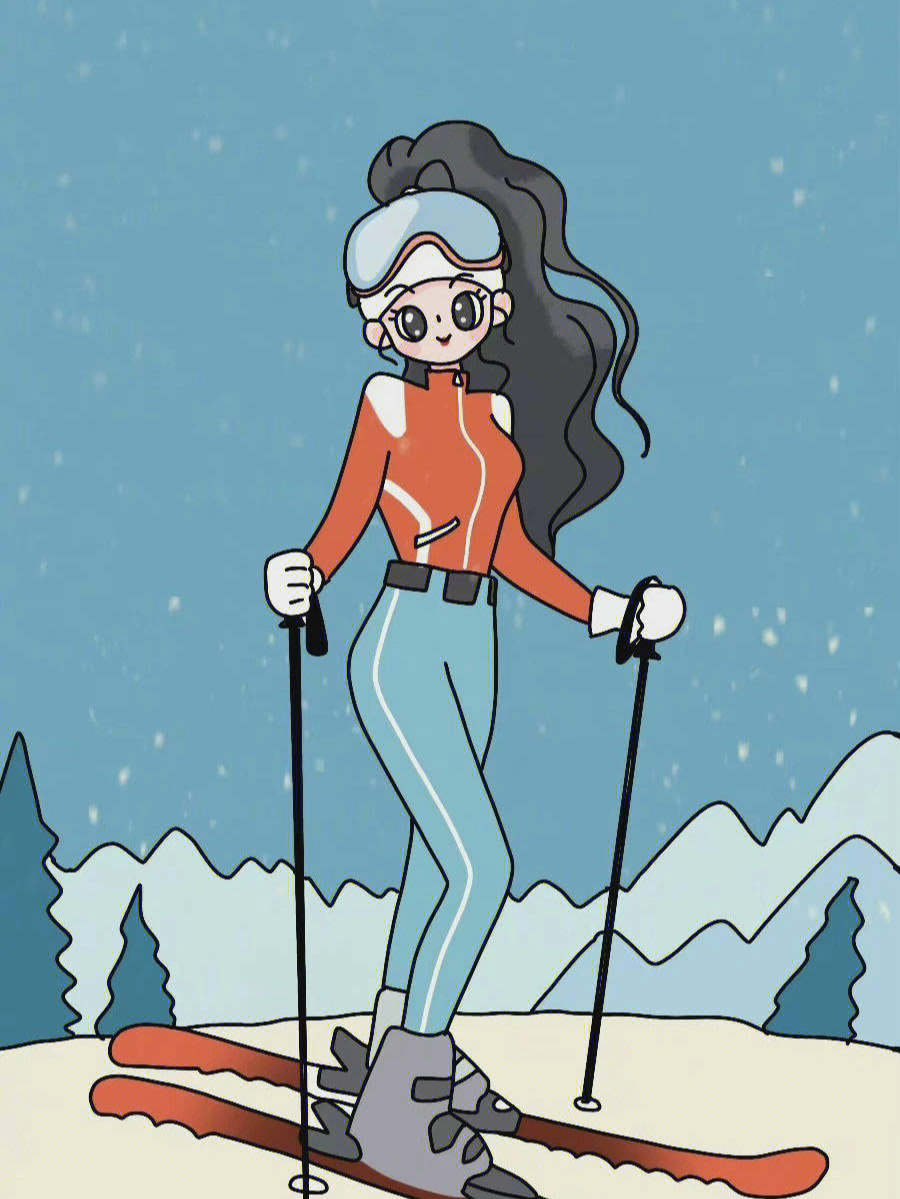 手机壁纸背景图可爱卡通动漫插画滑雪板