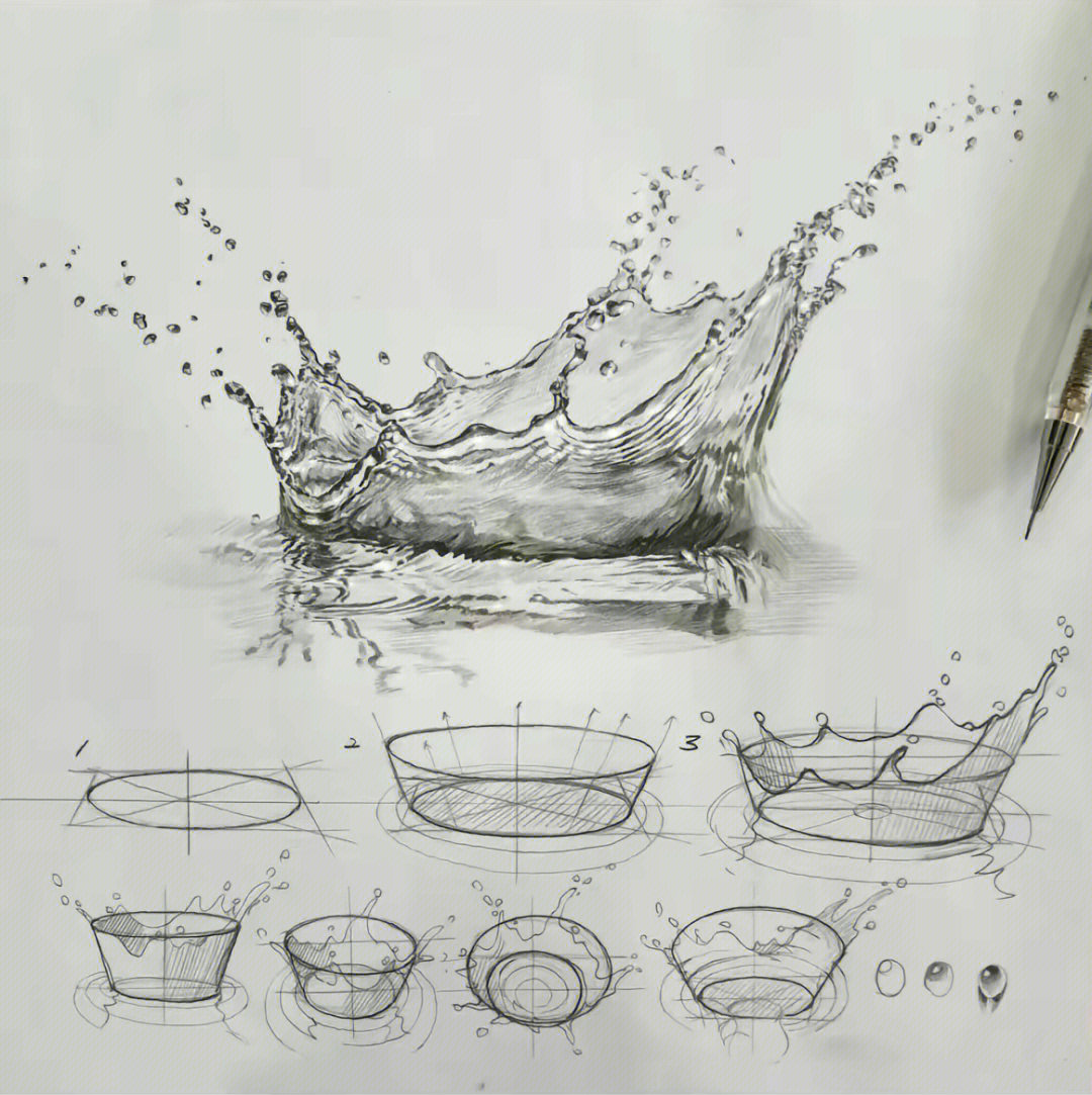 素描水流动图片