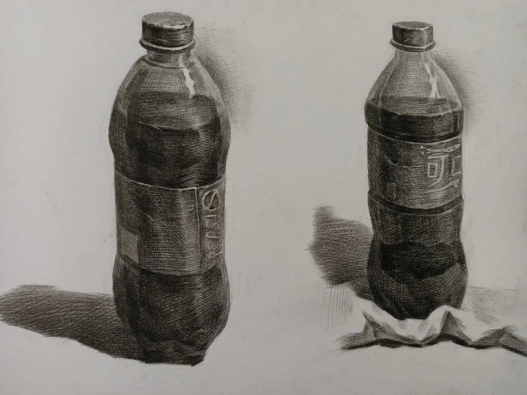 可乐瓶组合素描图片