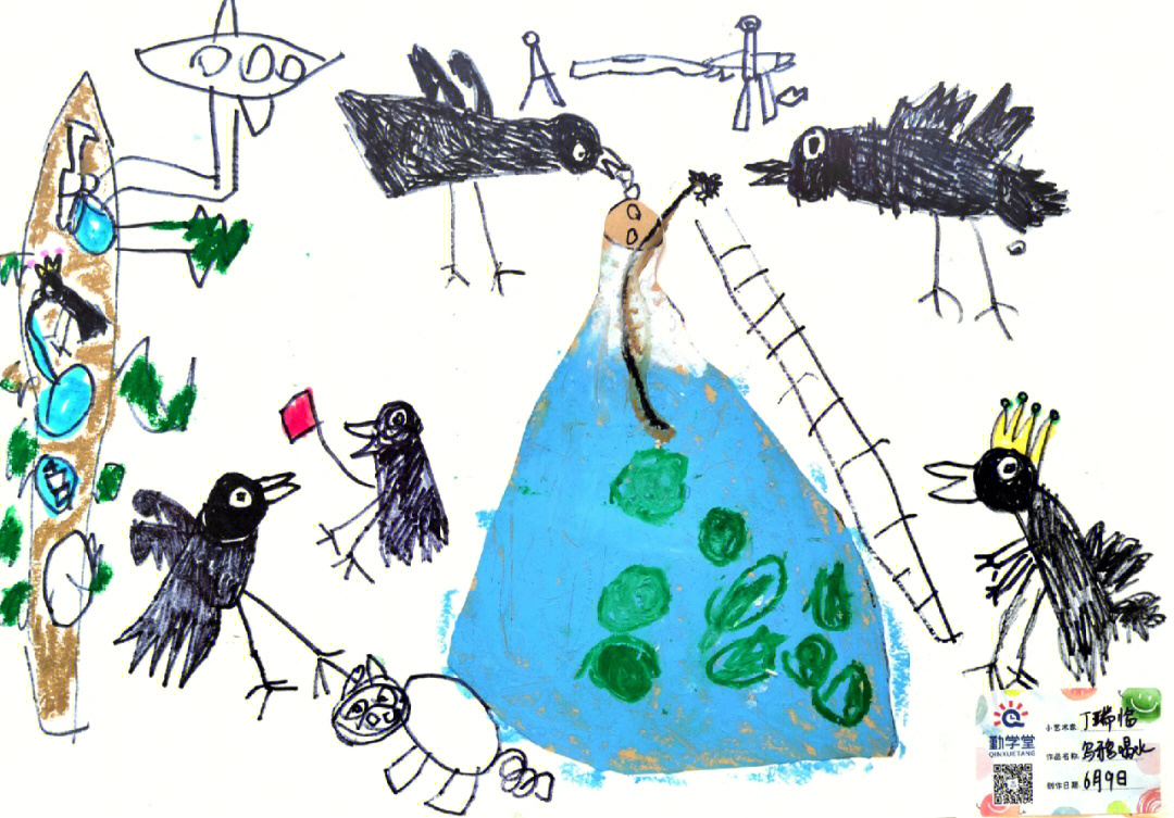 激发小朋友们画出有创意的故事画面,开阔思维,创作出乌鸦喝水新编故事
