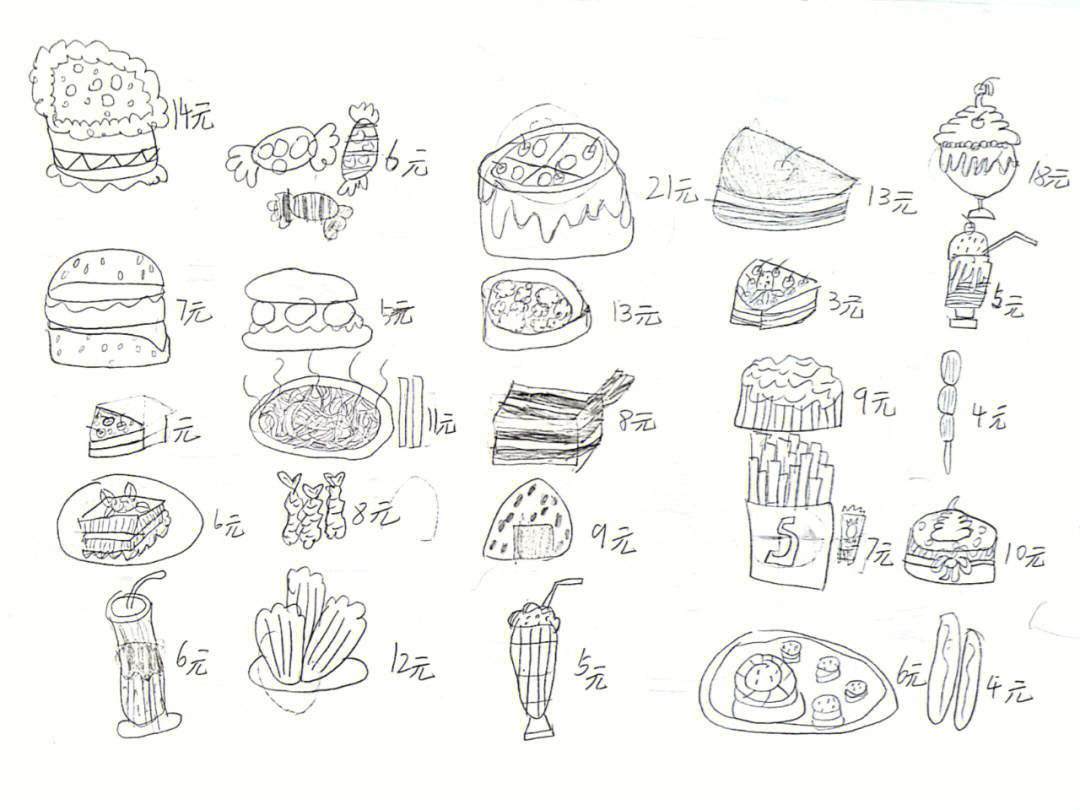 7岁小朋友周末画的美食
