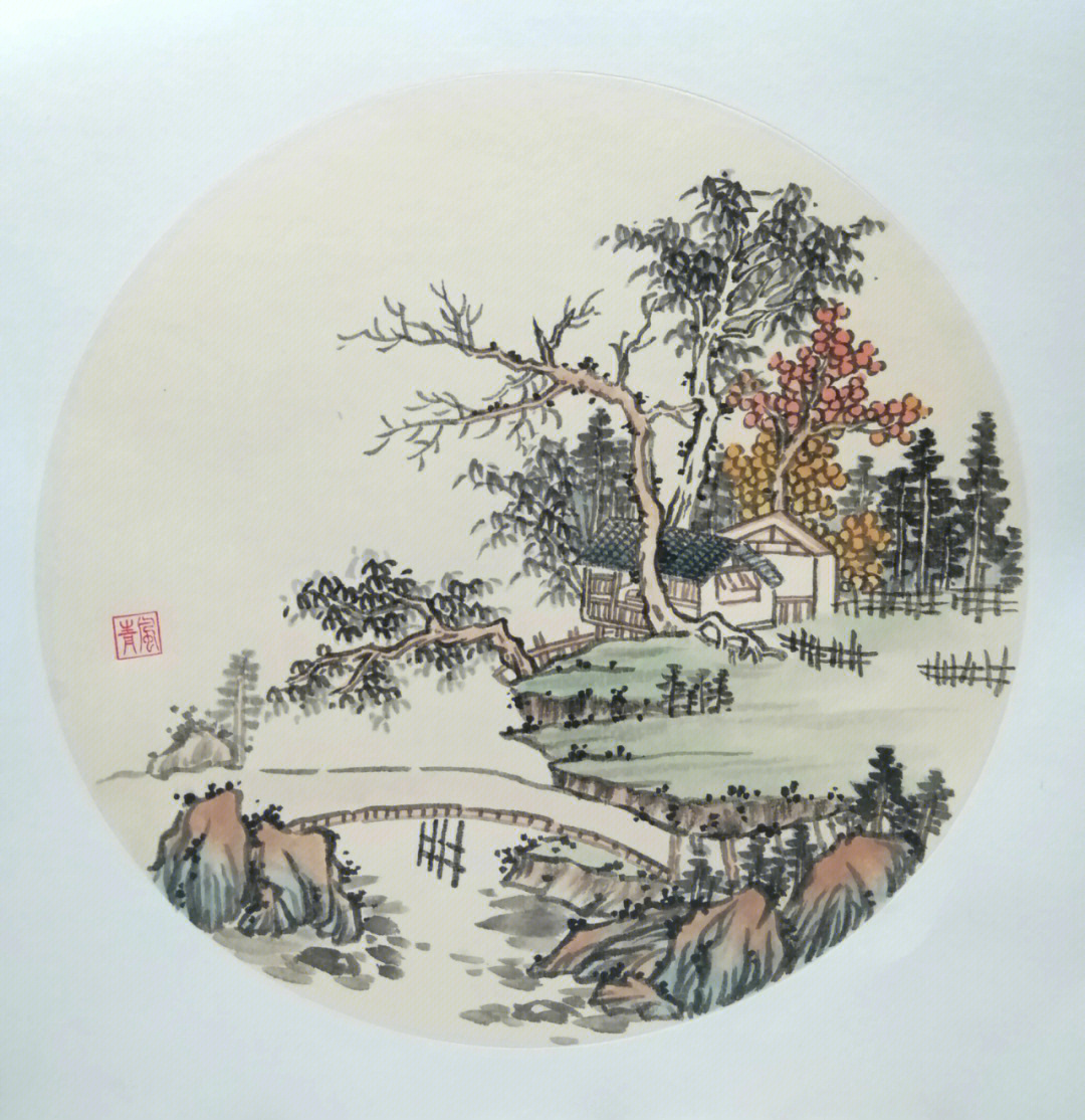 国画作品山水简易图片