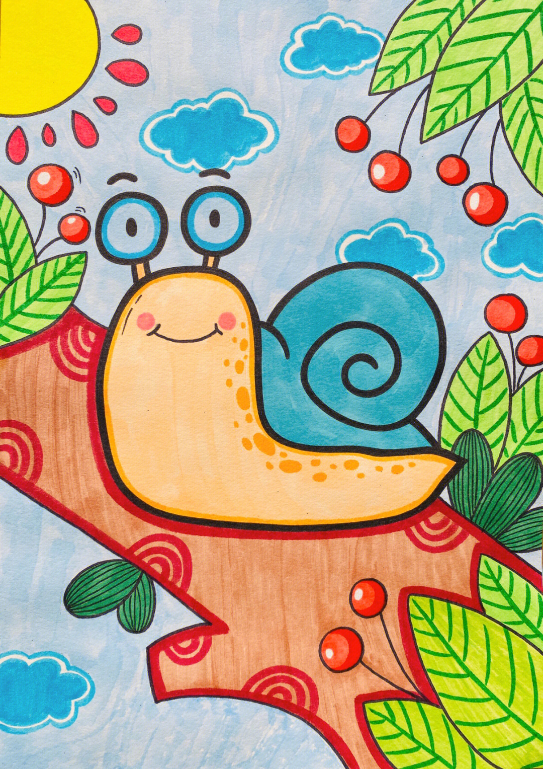 蜗牛马克笔儿童画