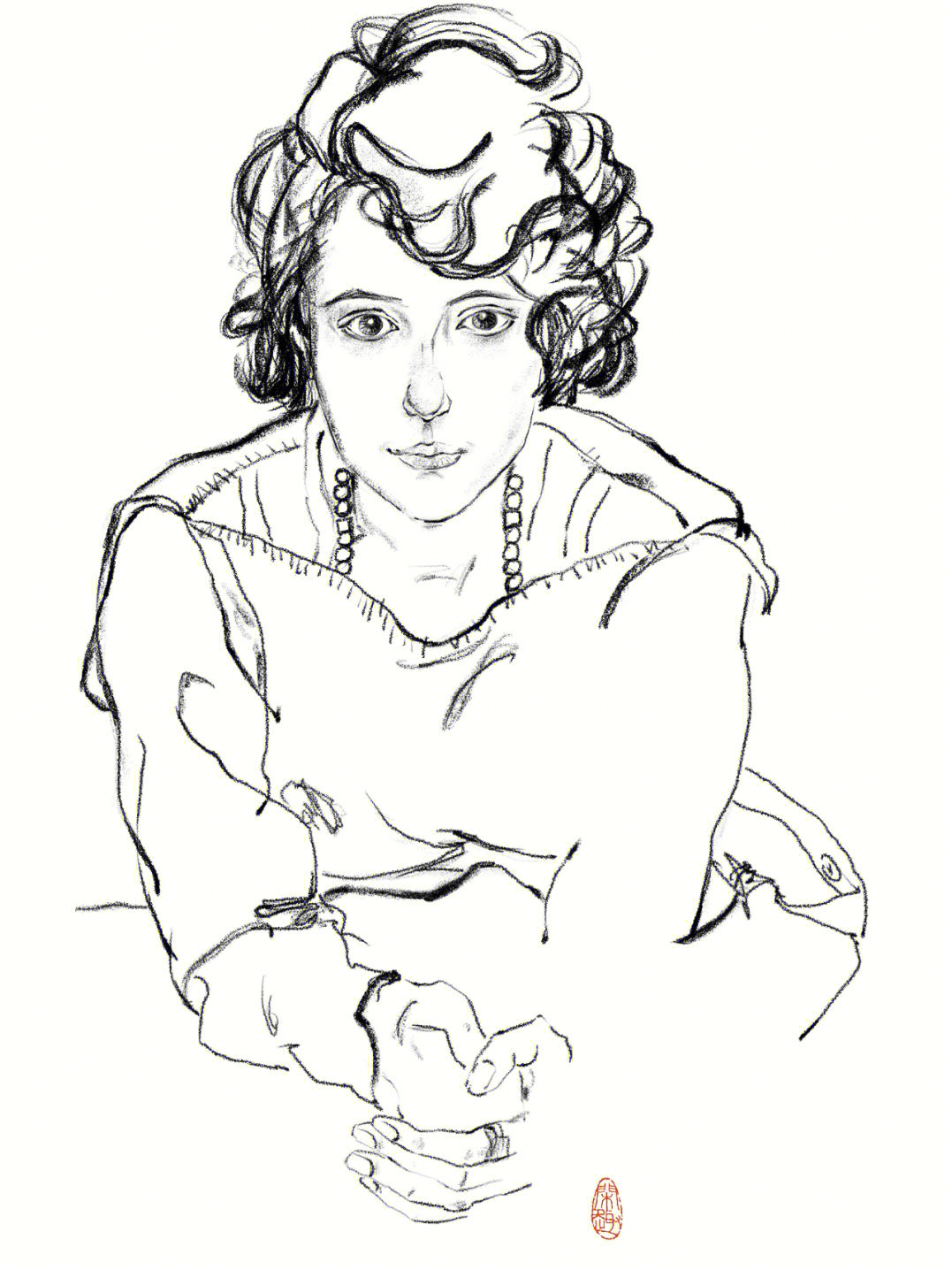 把之前临摹 席勒 的女子肖像整理了一下[okr][一r] 1918年《少女肖像