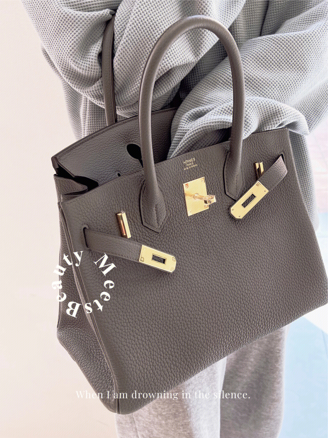 爱马仕风衣灰birkin30图片