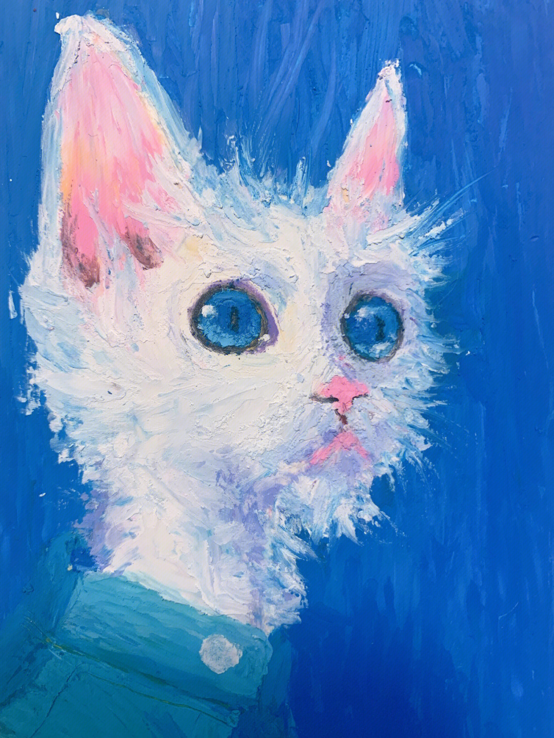 油画壁纸可爱卡通小猫图片