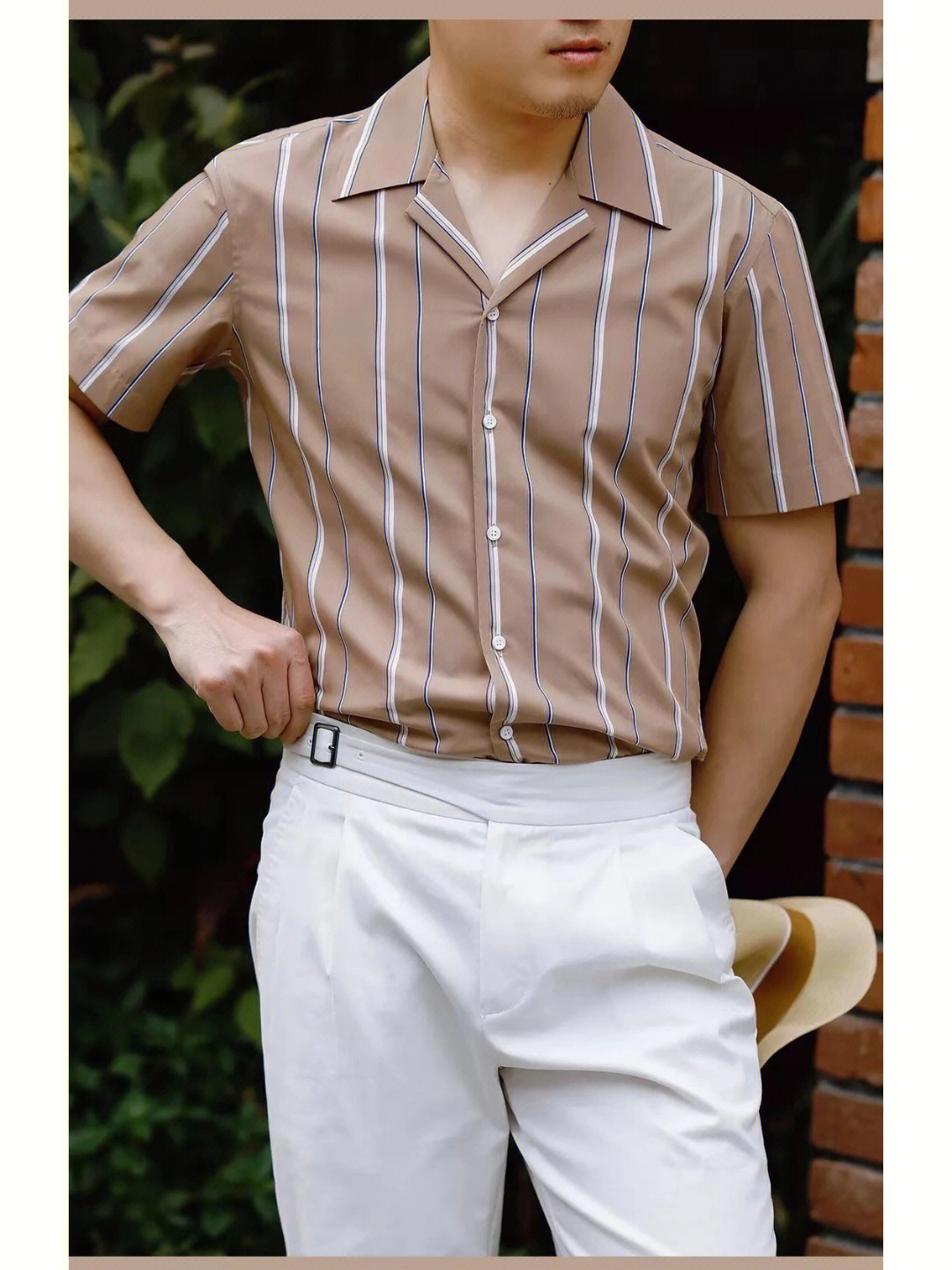 每个男人都需要的一件咖色竹纤维古巴领衬衫