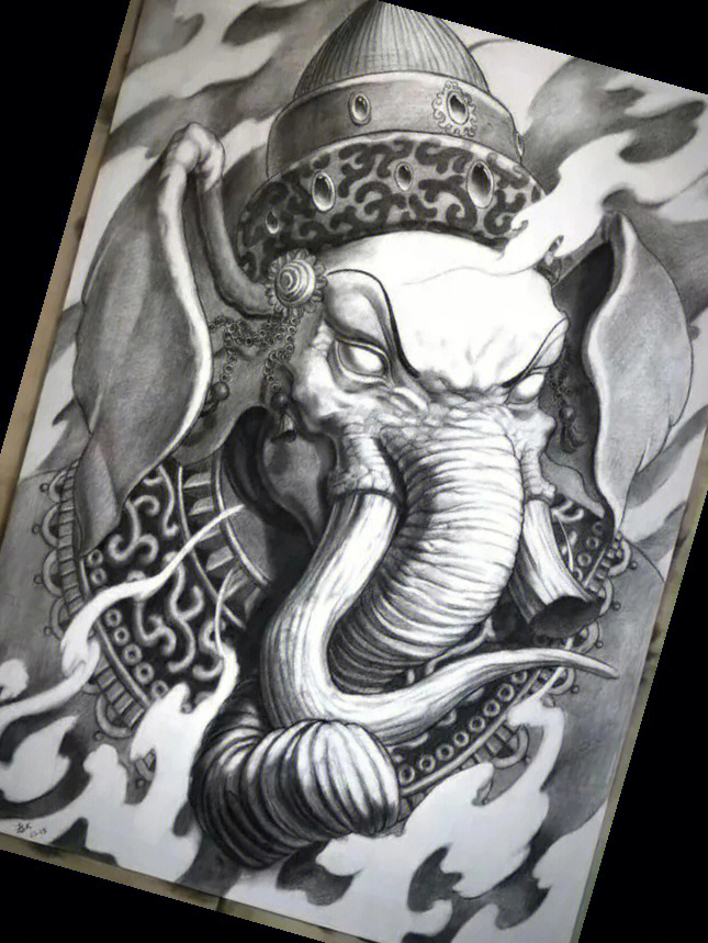 象神纹身手稿分享