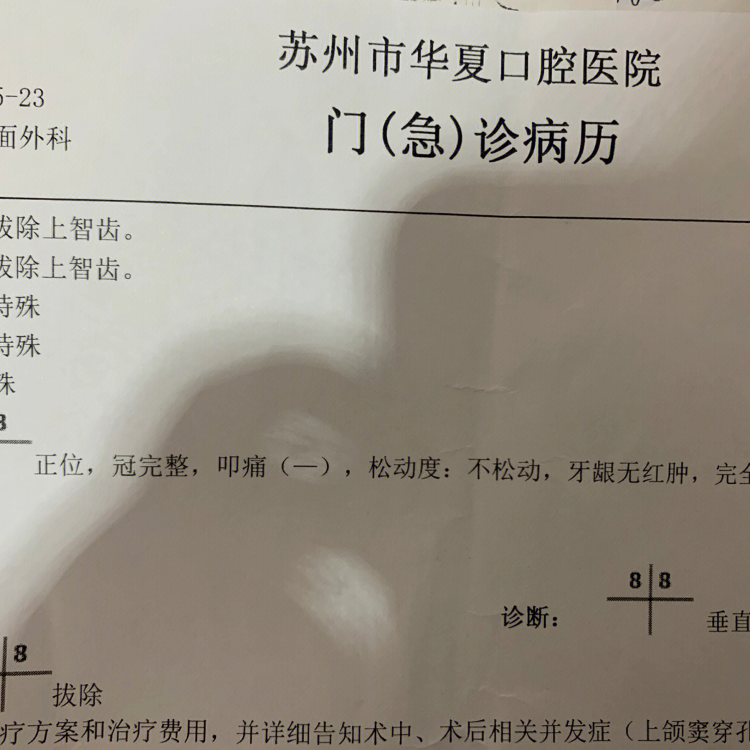 阻生齿拔牙病历模板图片