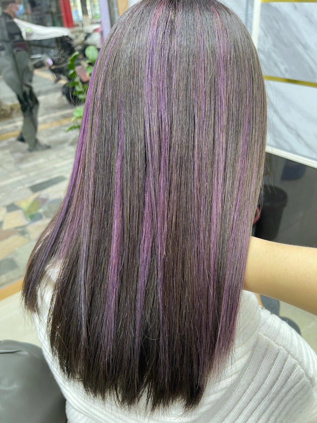 挑染紫粉色