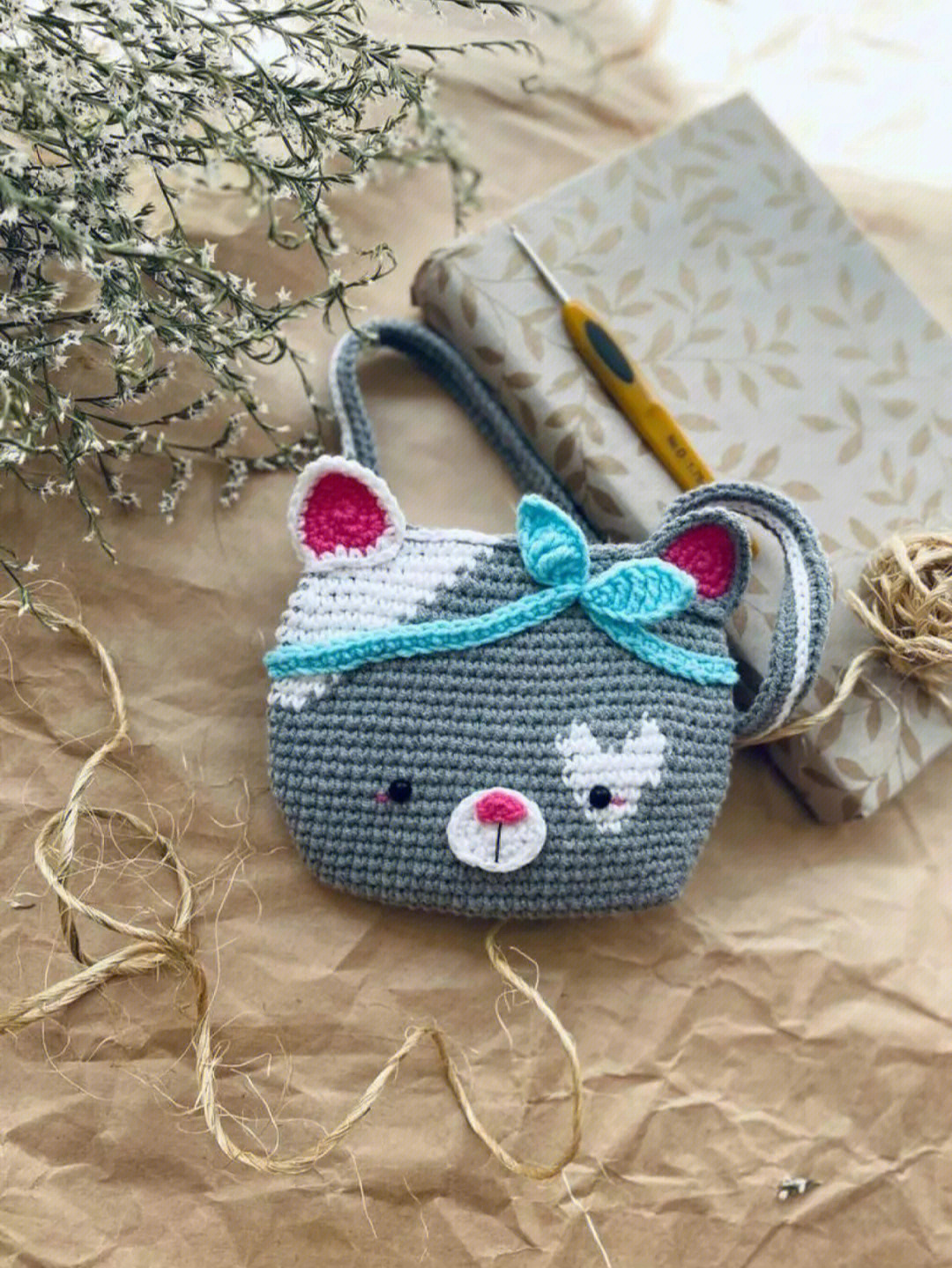 小猫咪儿童包包钩针图解编织教程