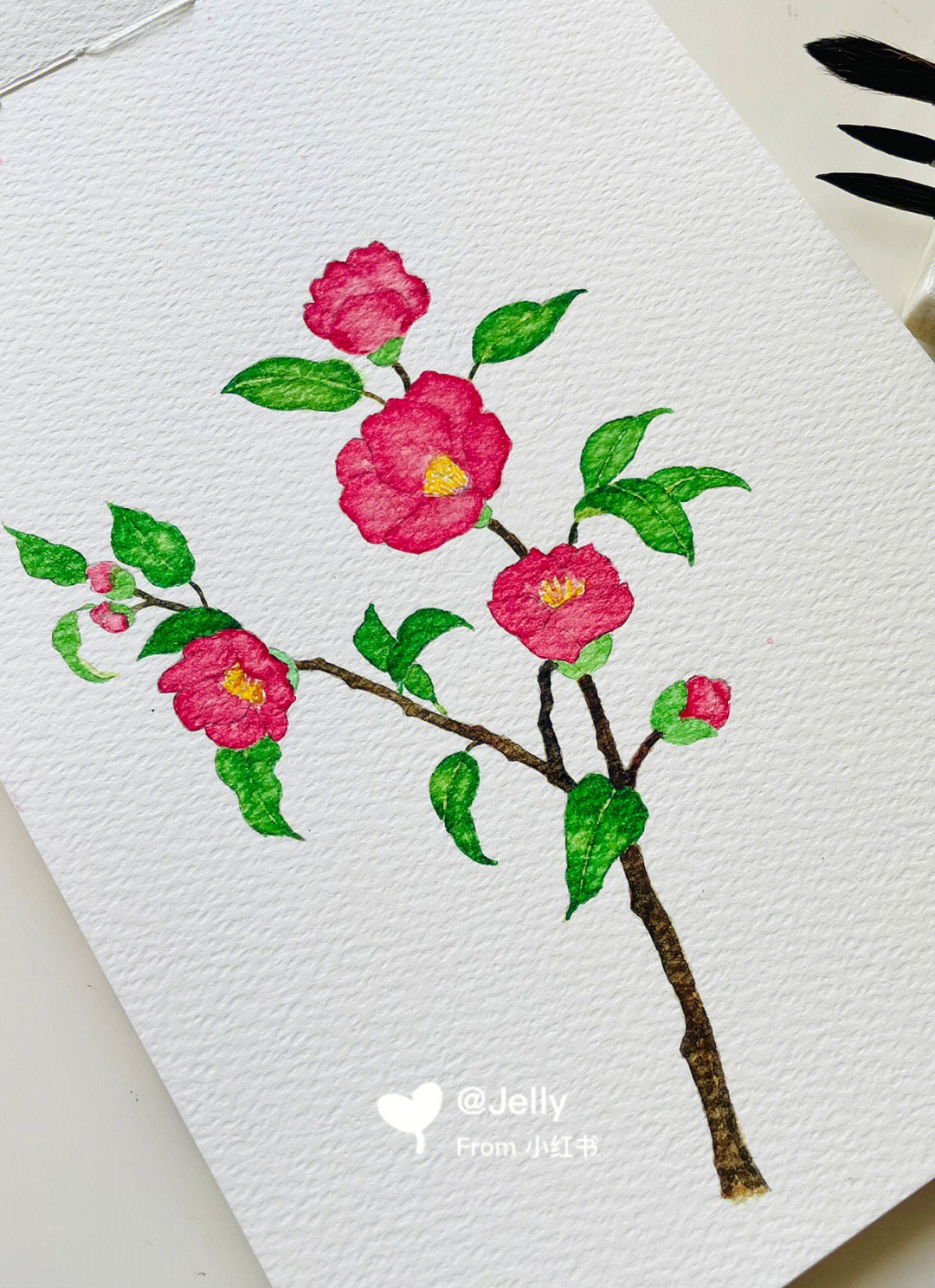颜料花朵画简单图片