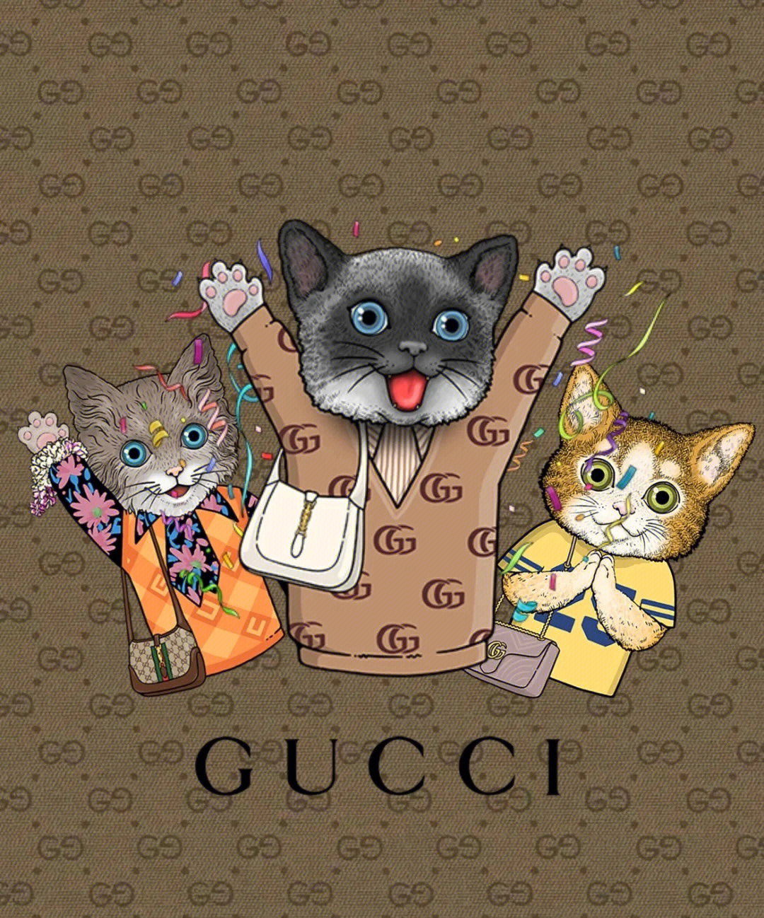 gucci猫咪定制手机壳壁纸自取