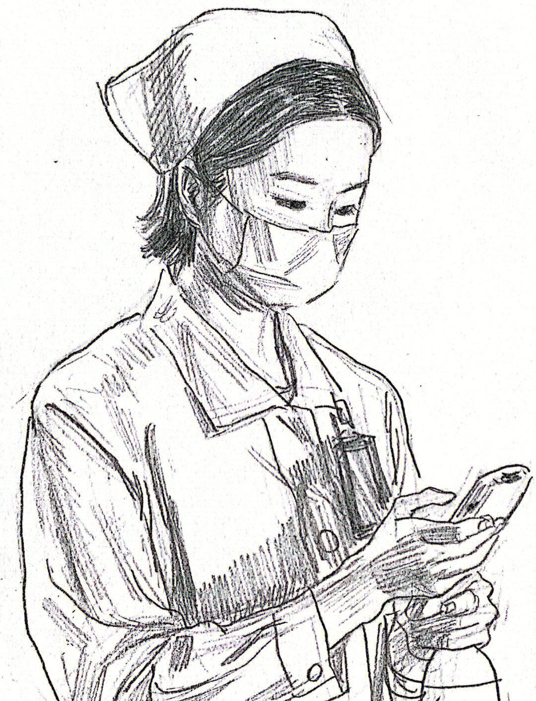 护士肖像素描简单图片