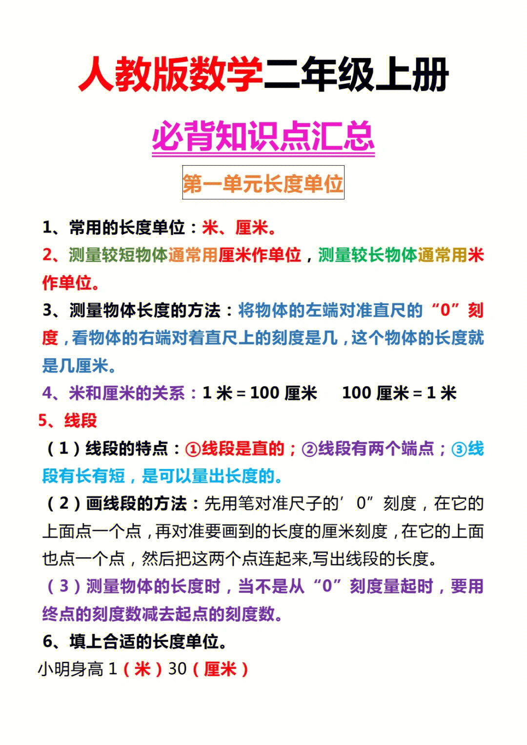 不是问题#二年级数学上册知识点汇总#人教版小学二年级数学总复习